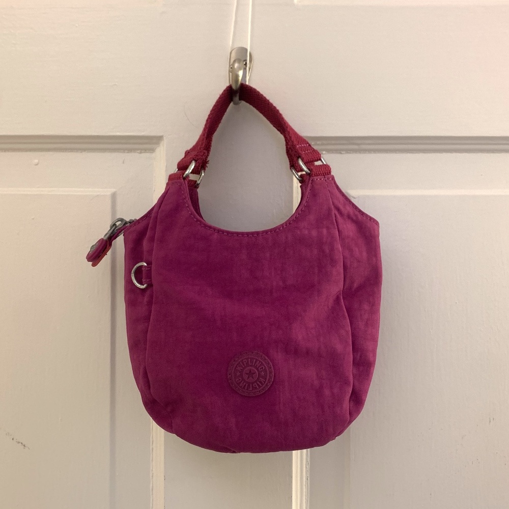 Kipling purple mini tote bag with removable strap